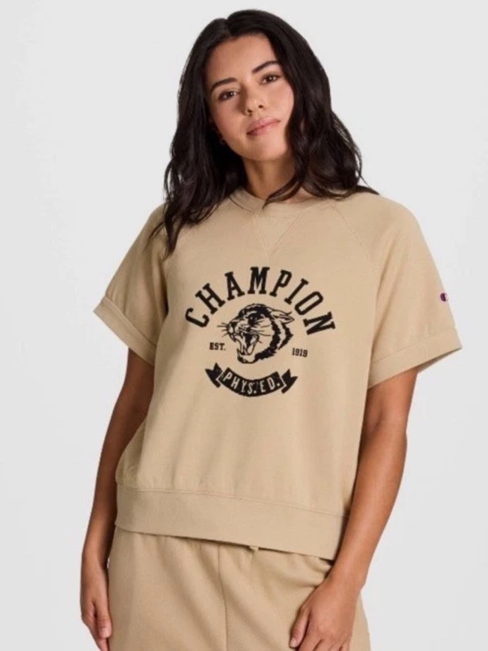 Champion Raglan Women's Short Sleeve Crewneck Pullover Size S | NWT